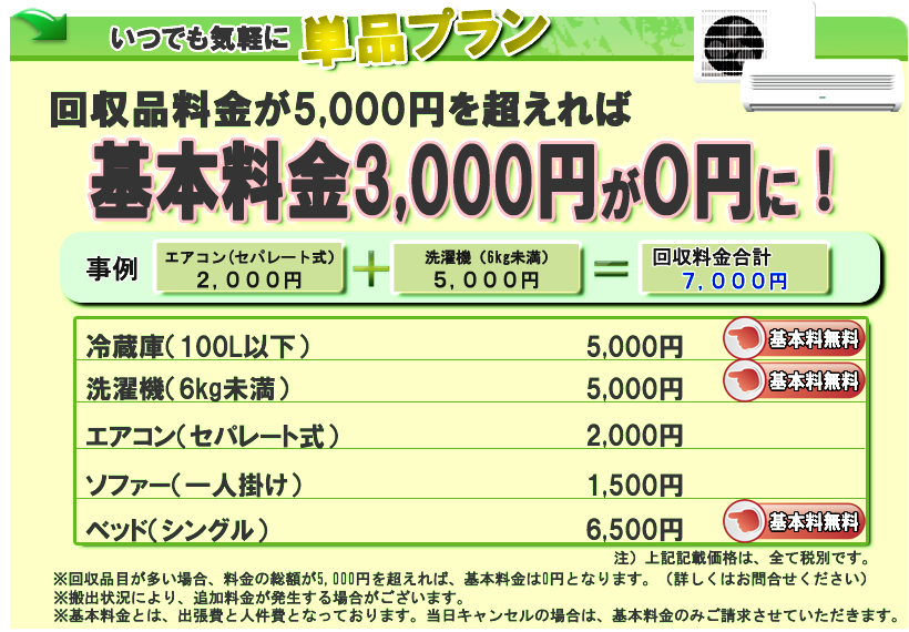 不用品をまとめて一気に回収したいならお得なパックプランがおすすめです。当社では、何でも混載で積み込みOKです。プランは三つ。用途に合わせてご利用頂けます。